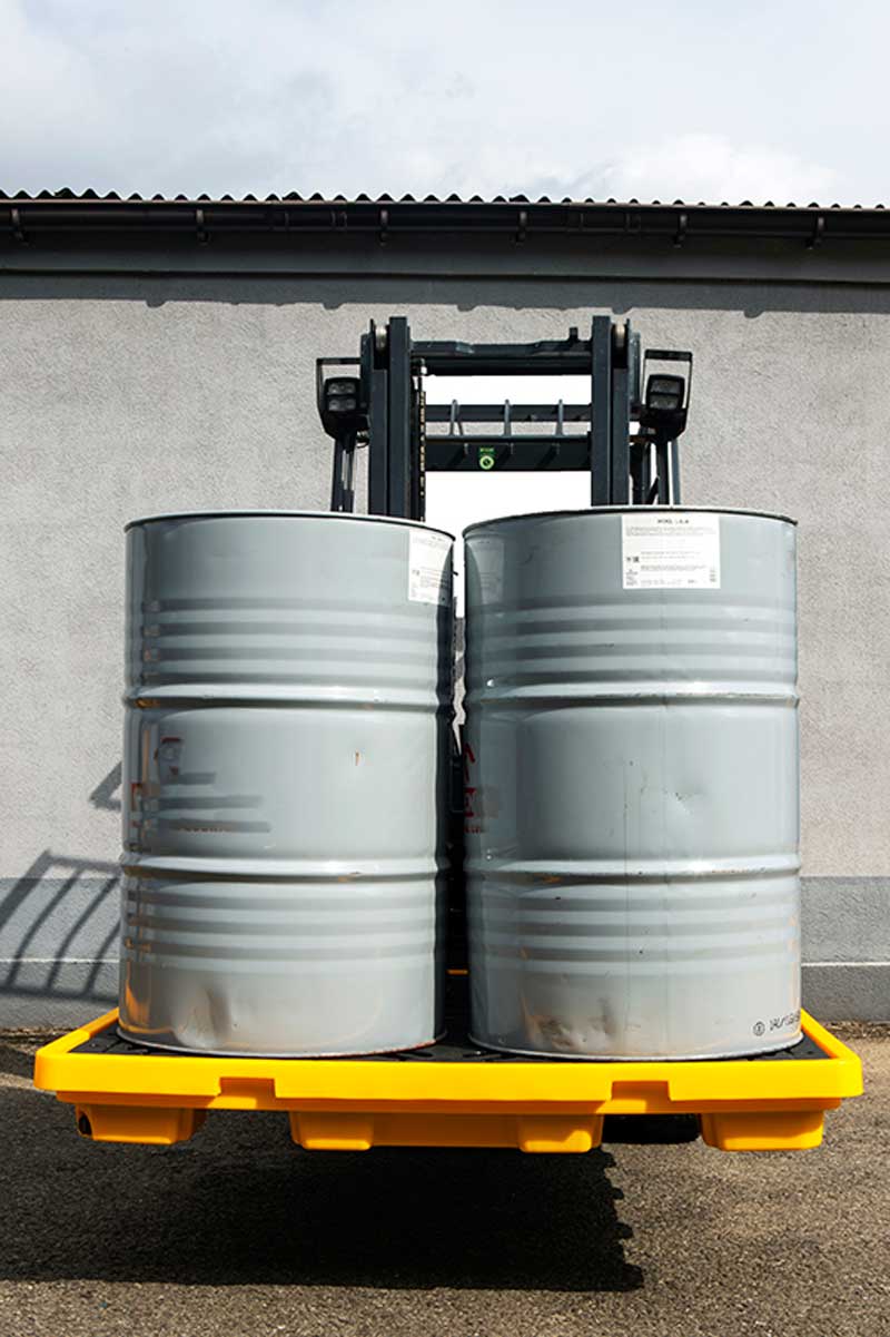 Wanna wychwytowa z kratownicą na 2 beczki, pojemność 83 l, wym. 1300 x 680 x 150