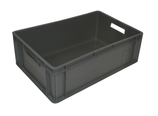 EURO 200 transportavimo konteineris pagamintas iš regranulito (sienos ir dugnas vientisos, matmenys 600 x 400 x 200 mm)