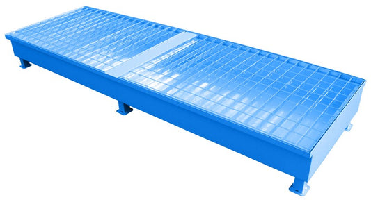 Nuvarvėjimo padėklas su grotelėmis, talpa 400 l, 4 statinėms, matmenys. 2500 x 800 x 300 mm