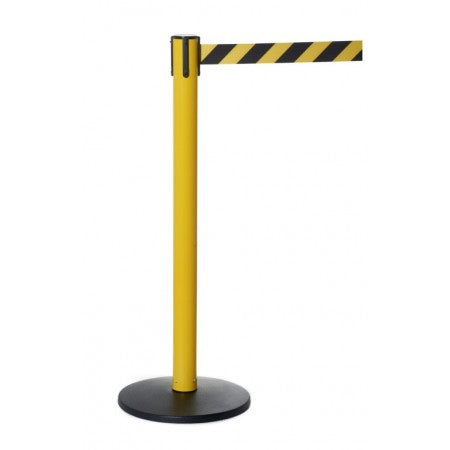 Populiarus plastikinis stulpelis su nuimamu barjeru ir įspėjamąją juosta. (2,3 m juosta)