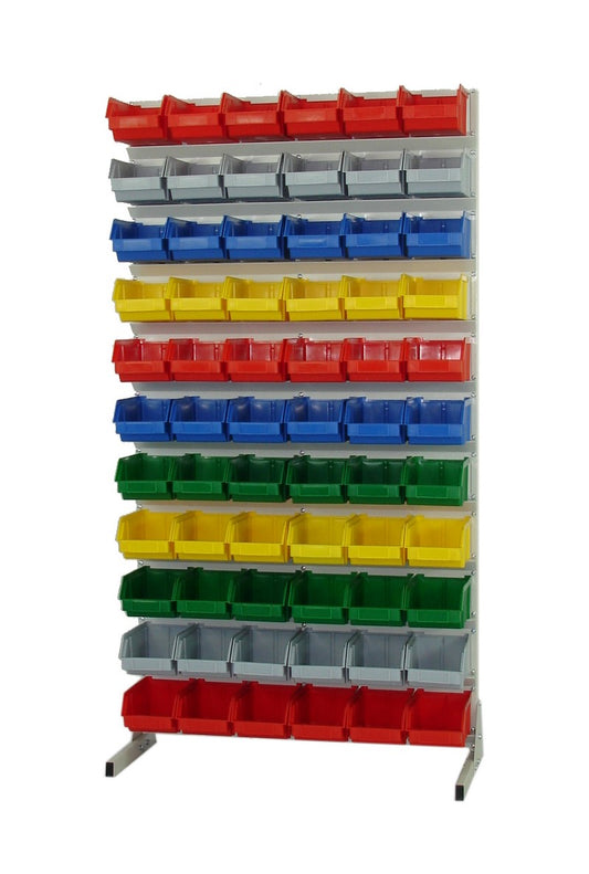 Lentyna dirbtuvių konteineriams, vienpusė 66 konteineriams - išmatavimai: 1735x916x370mm, lentyna su konteineriais