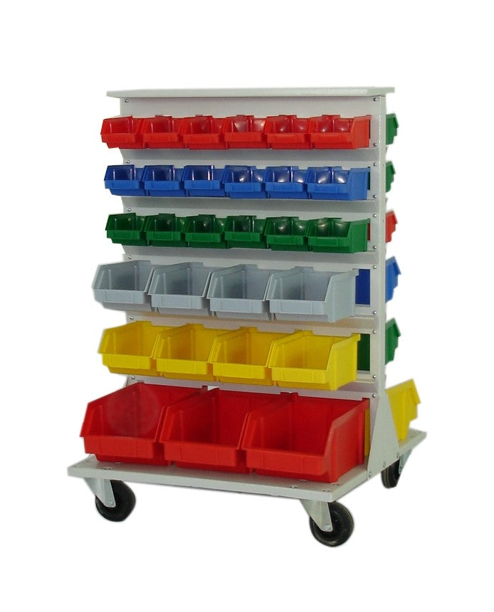 Vežimėlis 58 dirbtuvių konteineriams, išmatavimai: 975x670x670mm, vežimėlis su konteineriais