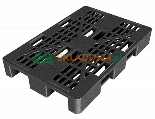 Euro padėklas iš plastiko, ažūrinis, ant slidžių, su šoninėmis lentomis kraštuose (išmatavimai 1200 x 800 mm)