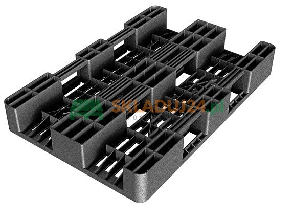 Euro padėklas iš plastiko, ažūrinis, ant slidžių, su šoninėmis lentomis kraštuose (išmatavimai 1200 x 800 mm)