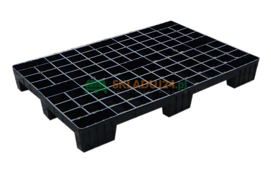 Euro padėklas iš plastiko, ažūrinis, su šoninėmis lentomis kraštuose (išmatavimai 1200 x 800 mm)