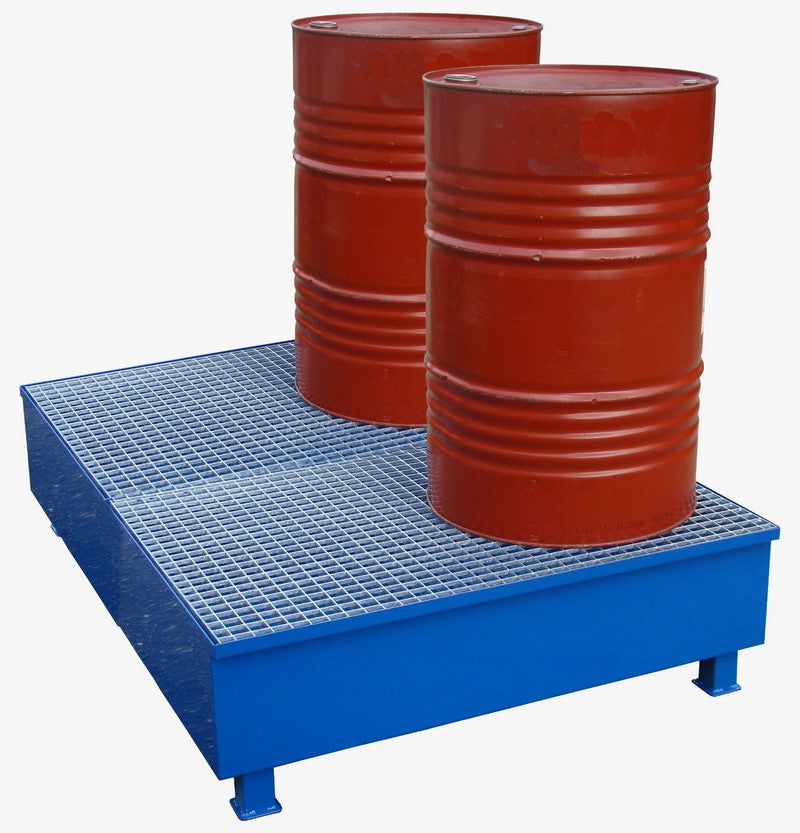 Nuvarvėjimo padėklas su grotelėmis 4 statinėms, talpa 400 l, matmenys. 1200 x 1200 x 380 mm