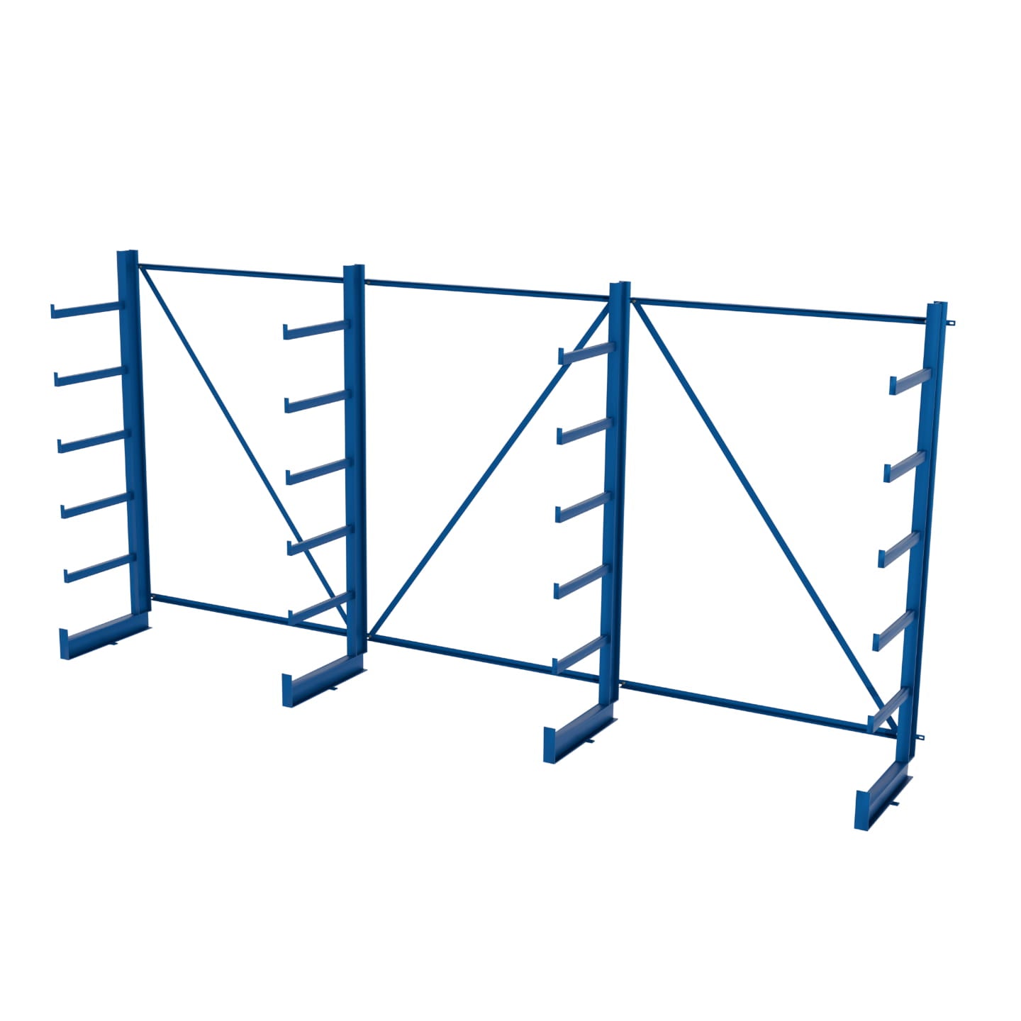 Regał równoramienny, wspornikowy jednostronny wym. 2000x4050x635 - 4 stojaki