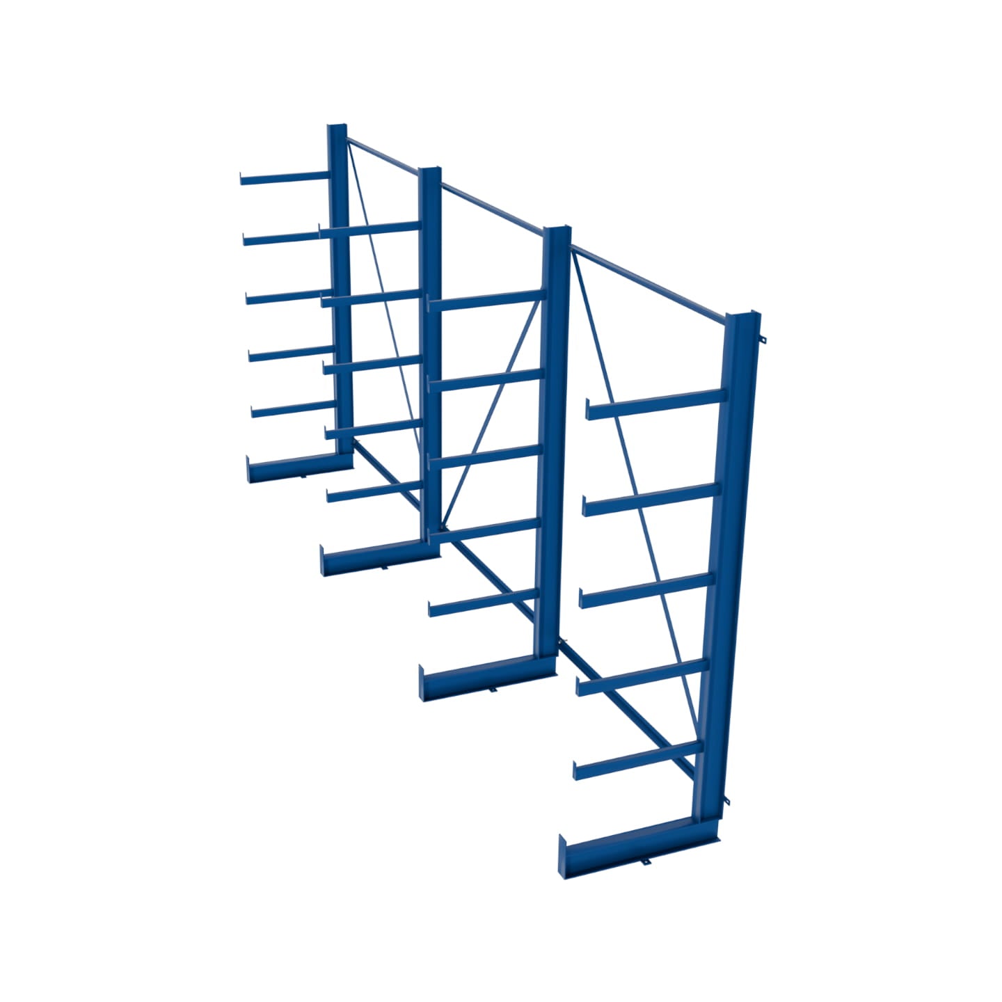 Regał równoramienny, wspornikowy jednostronny wym. 2000x4050x635 - 4 stojaki