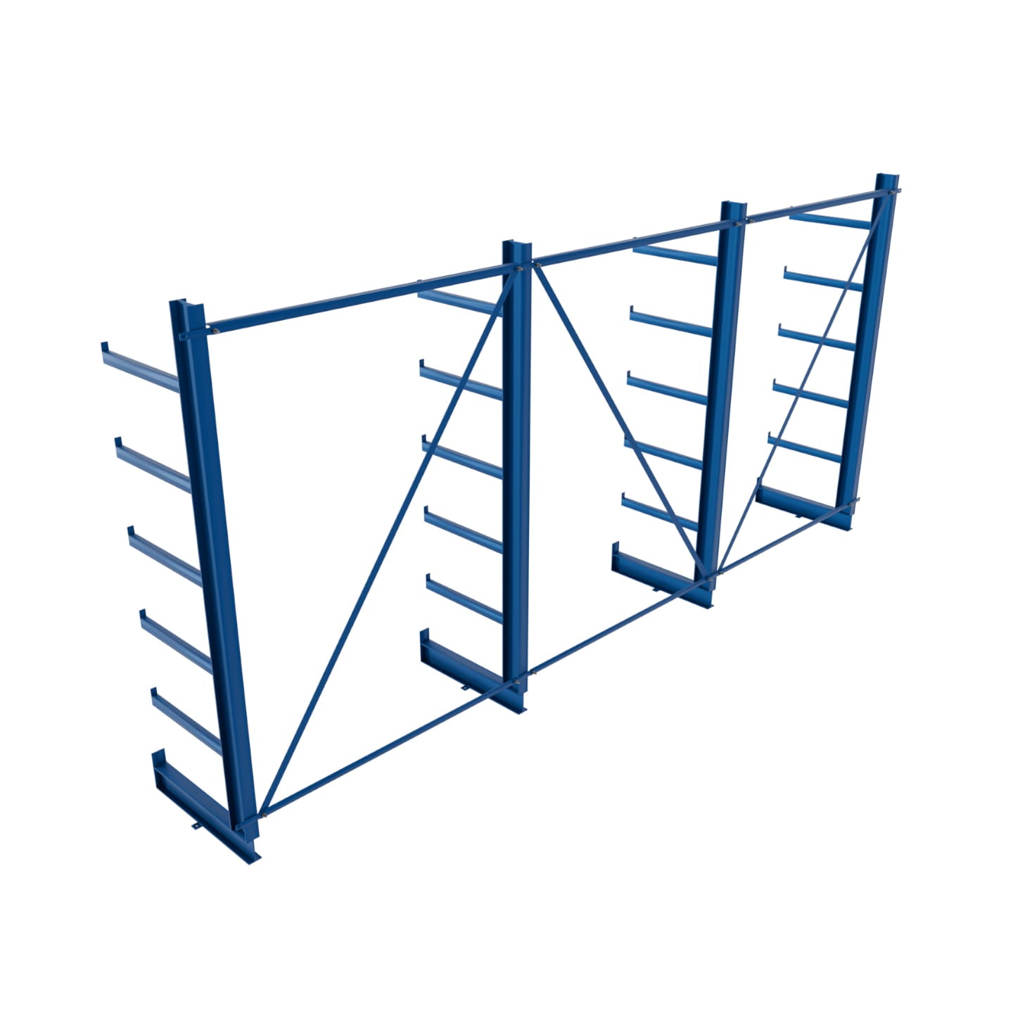 Regał równoramienny, wspornikowy jednostronny wym. 2000x4050x635 - 4 stojaki