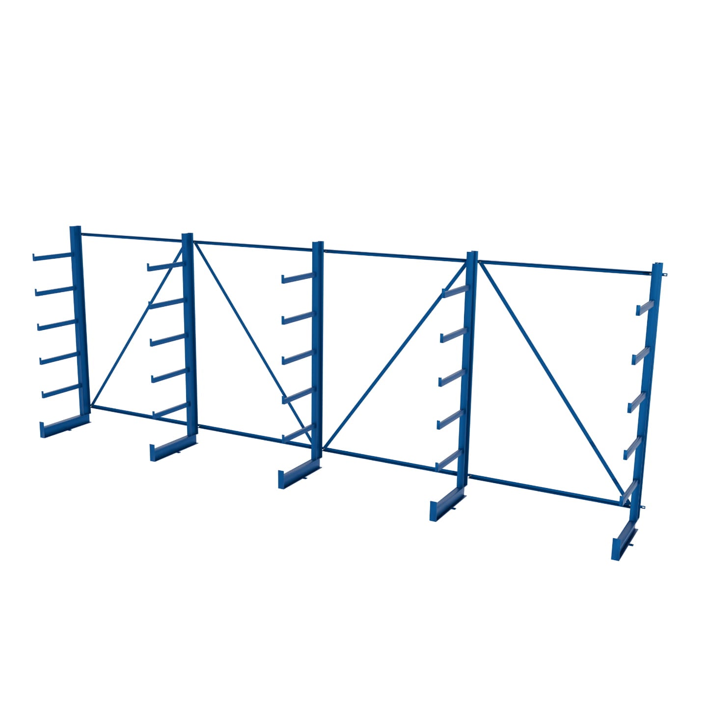 Regał równoramienny, wspornikowy jednostronny wym. 2000x5400x635 - 5 stojaków