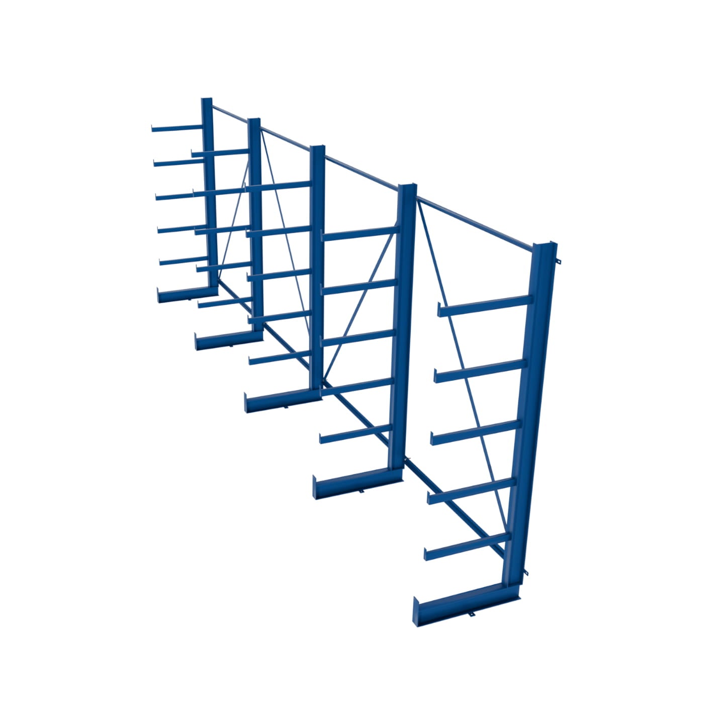 Regał równoramienny, wspornikowy jednostronny wym. 2000x5400x635 - 5 stojaków