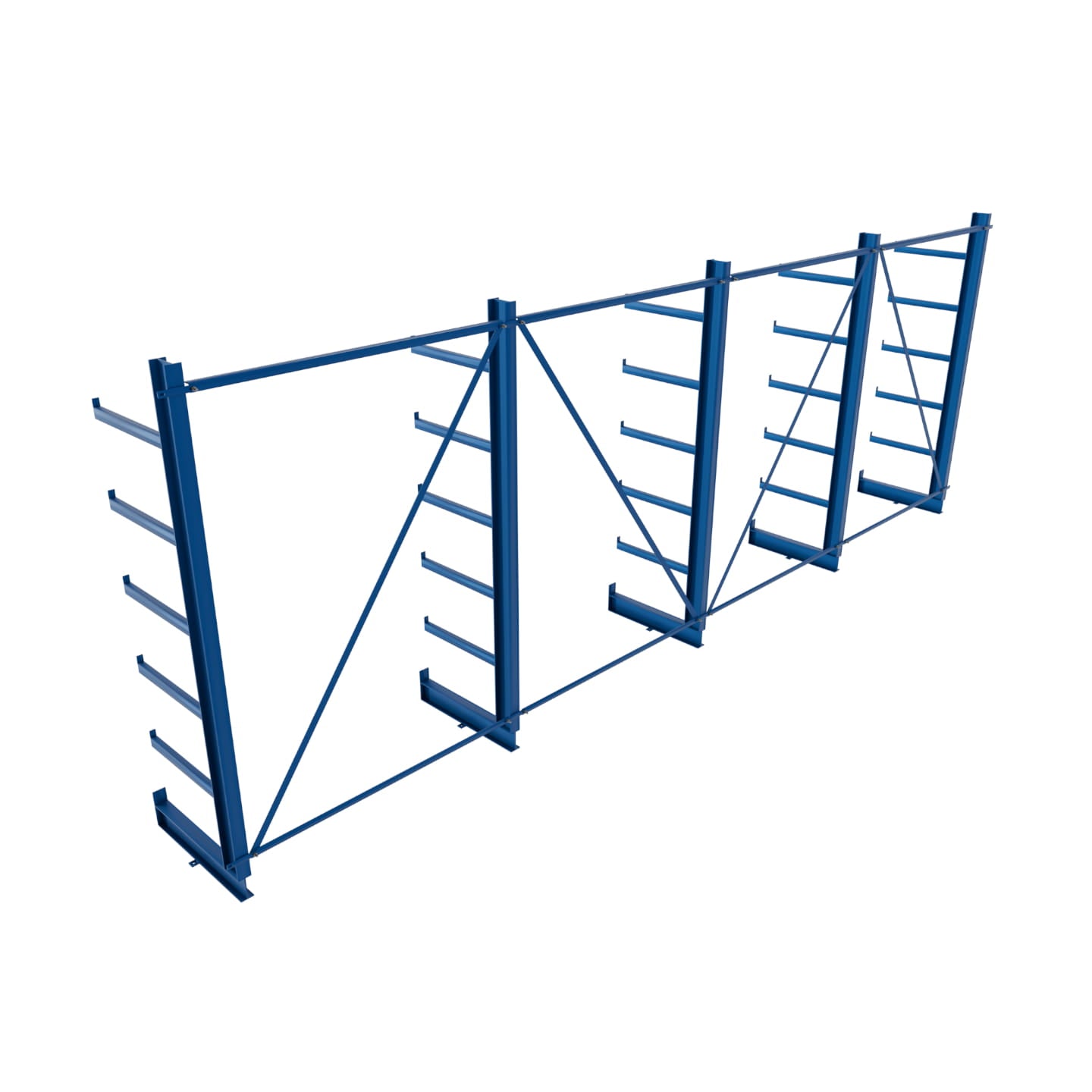 Regał równoramienny, wspornikowy jednostronny wym. 2000x5400x635 - 5 stojaków