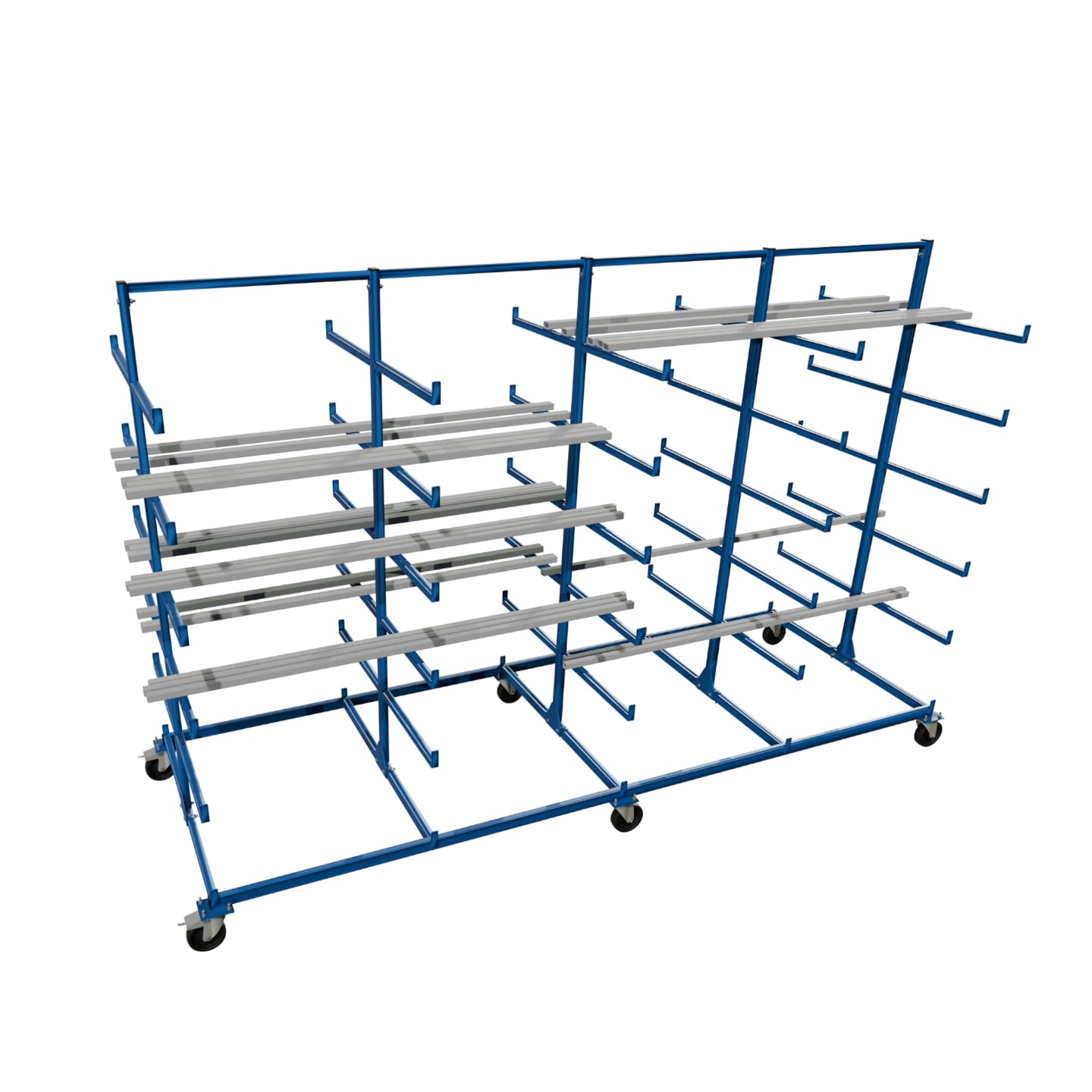 Mobilny regał wspornikowy dwustronny 3000x1000x2000 - 5 stojaków