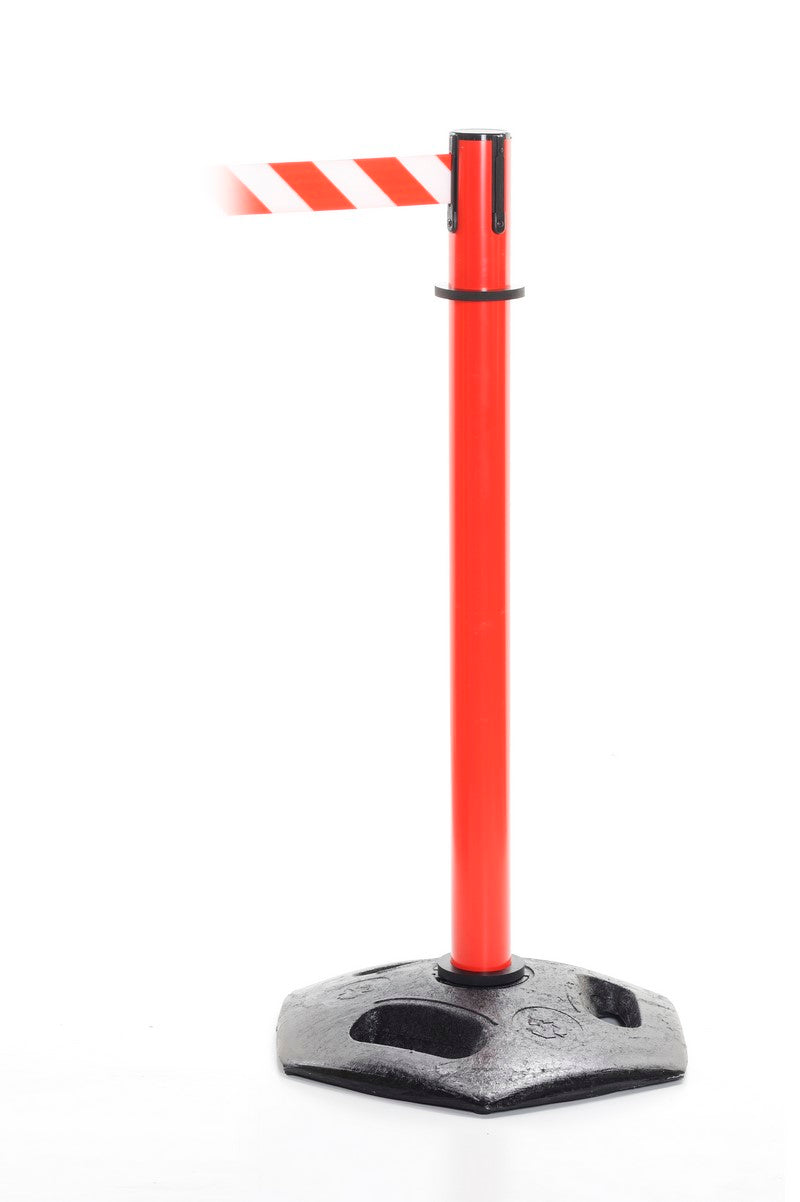 Sunkaus plastiko stulpelis su ištraukiama užtvara ir įspėjamoji juosta. (3,65 m juosta)