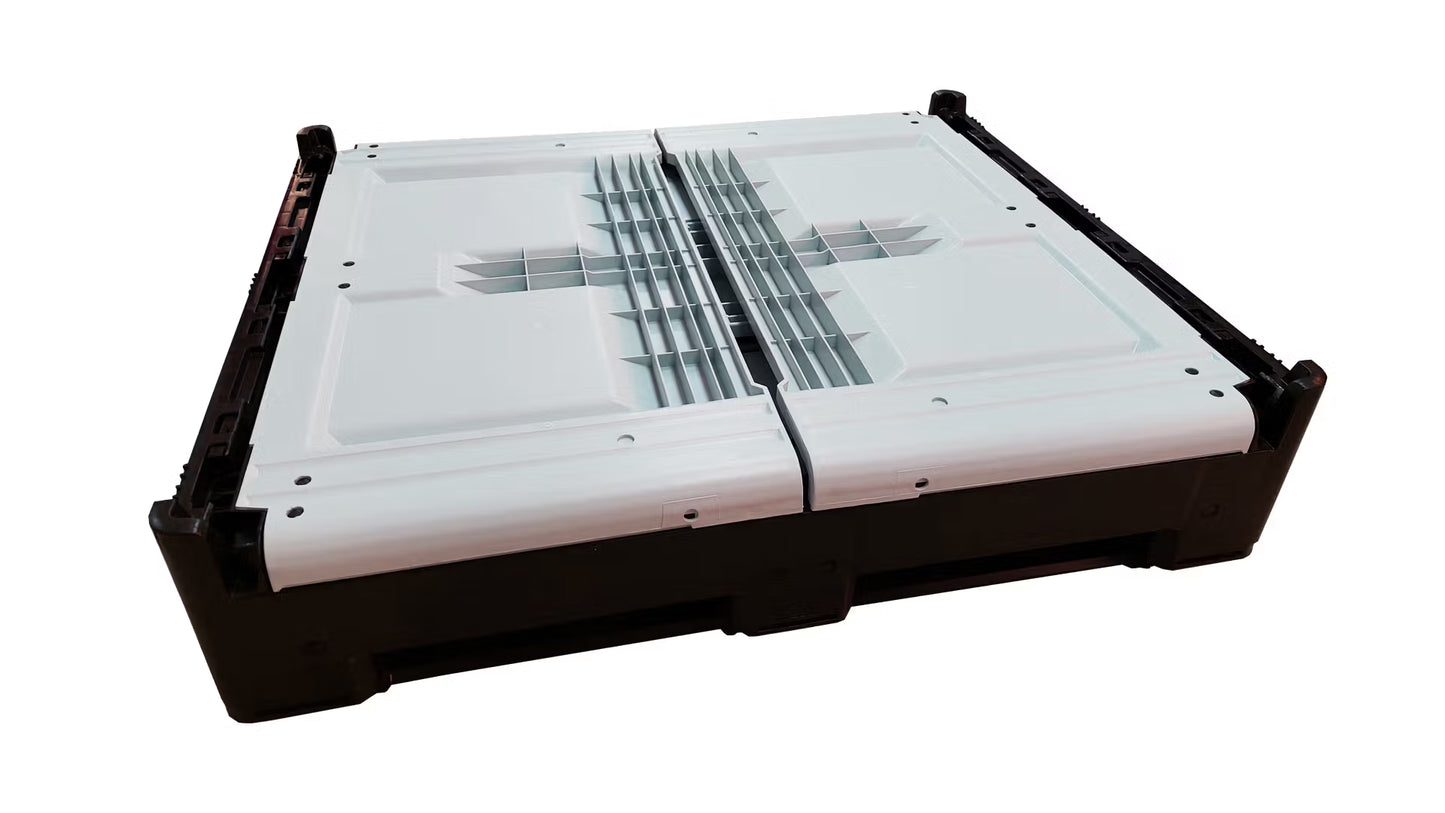 Skrzyniopaleta plastikowa, składana, szara na 6 stopach (wym. 1200x1000x790 mm)