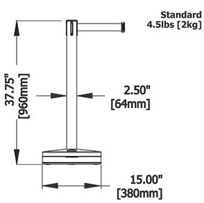 Lauko plastikinis stulpelis su ištraukiama užtvara ir įspėjamoji juosta. (3,65 m juosta)