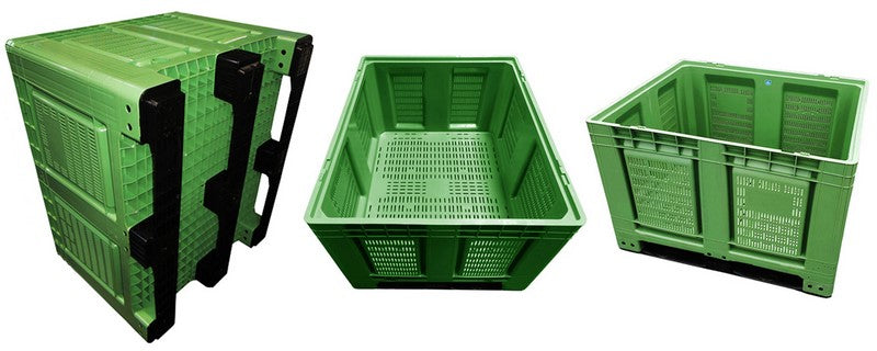 Skrzyniopaleta plastikowa ażurowa na 3 płozach. Wym. zew.: 1200x1000x790mm