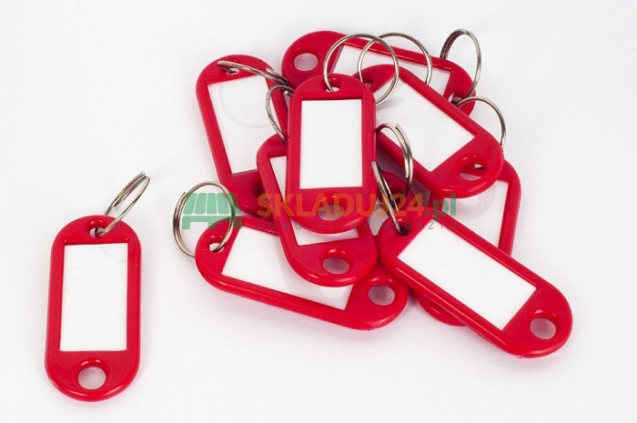 Plastic keychain with label