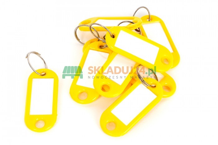 Plastic keychain with label