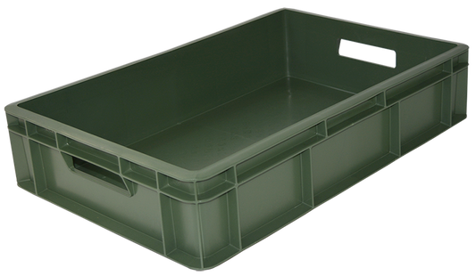 EURO 130 transportavimo konteineris pagamintas iš regranulito (sienos ir dugnas vientisos, matmenys 600 x 400 x 130 mm)