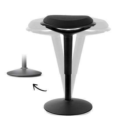 Reguliuojama ergonomiška juodos spalvos taburetė su užtrauktuku