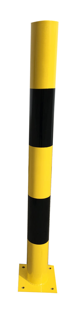 Plieninis apsauginis stulpelis su juodomis juostelėmis ir tvirtinimo inkaru (aukštis 1000 mm)