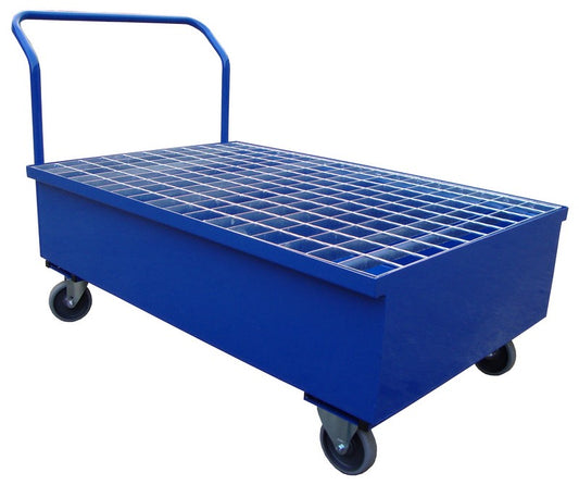 Mobilus, plieninis nuvarvėjimo padėklas su grotelėmis 270 l talpos 2 statinėms. 1200 x 800 x 230