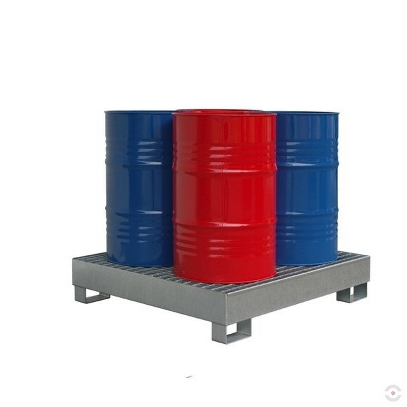 Nuvarvėjimo padėklas, cinkuotas, su tinkleliu 4 statinėms, kurių talpa 265 l, matmenys. 1340 x 1270 x 260 mm