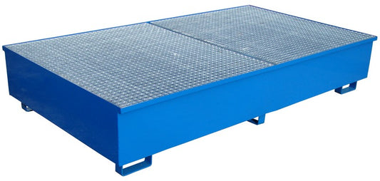Nuvarvėjimo padėklas su tinkleliu 2 IBC konteineriams, matmenys 1300 x 2300 x 430 mm
