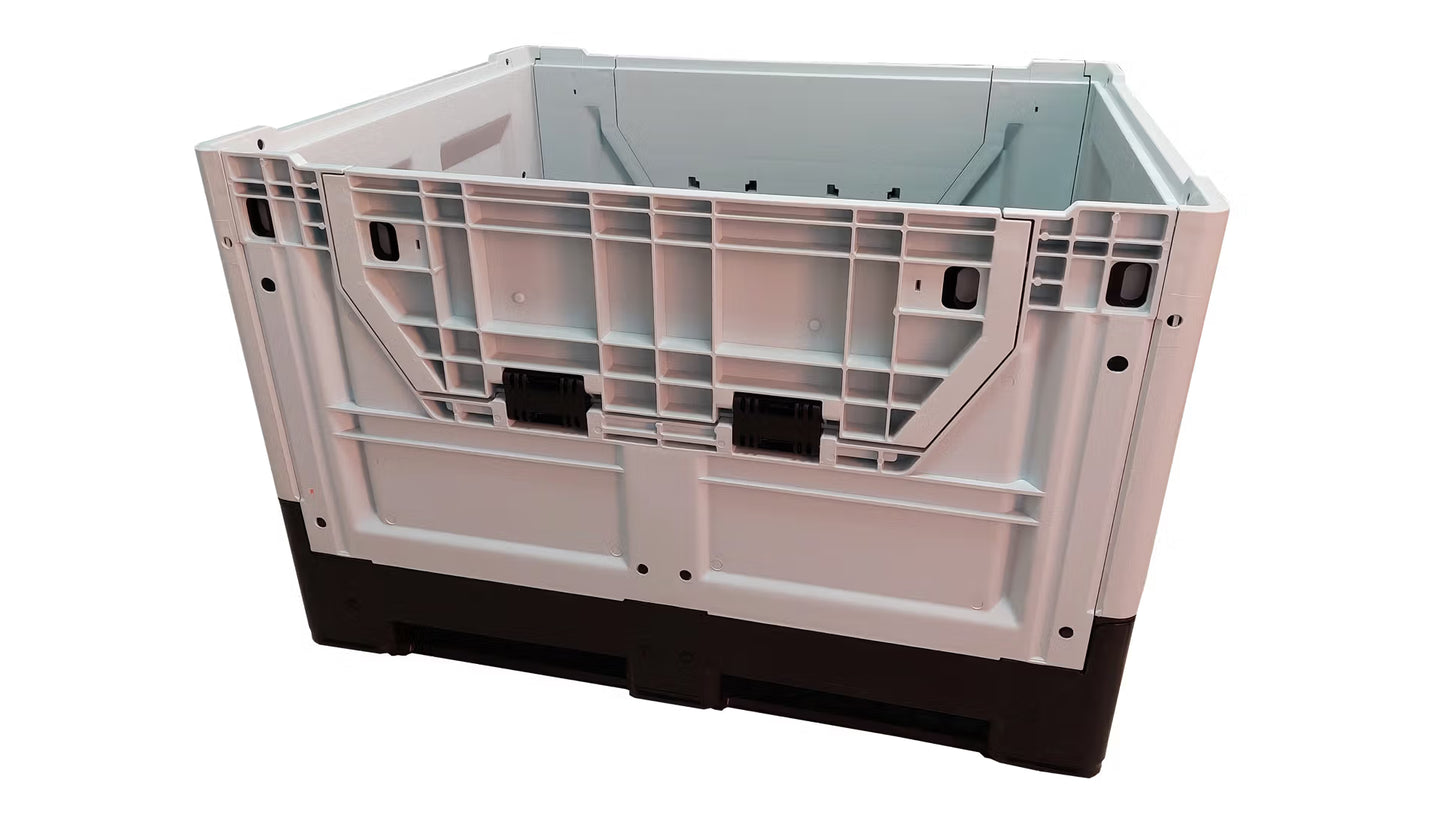 Skrzyniopaleta plastikowa, składana, szara na 6 stopach (wym. 1200x1000x790 mm)