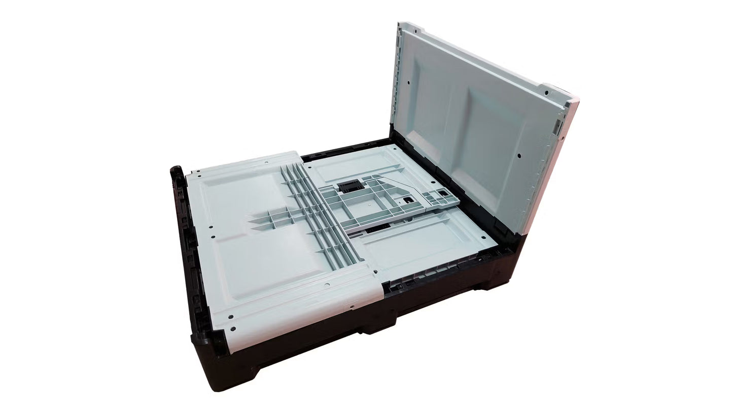 Skrzyniopaleta plastikowa, składana, szara na 6 stopach (wym. 1200x1000x790 mm)