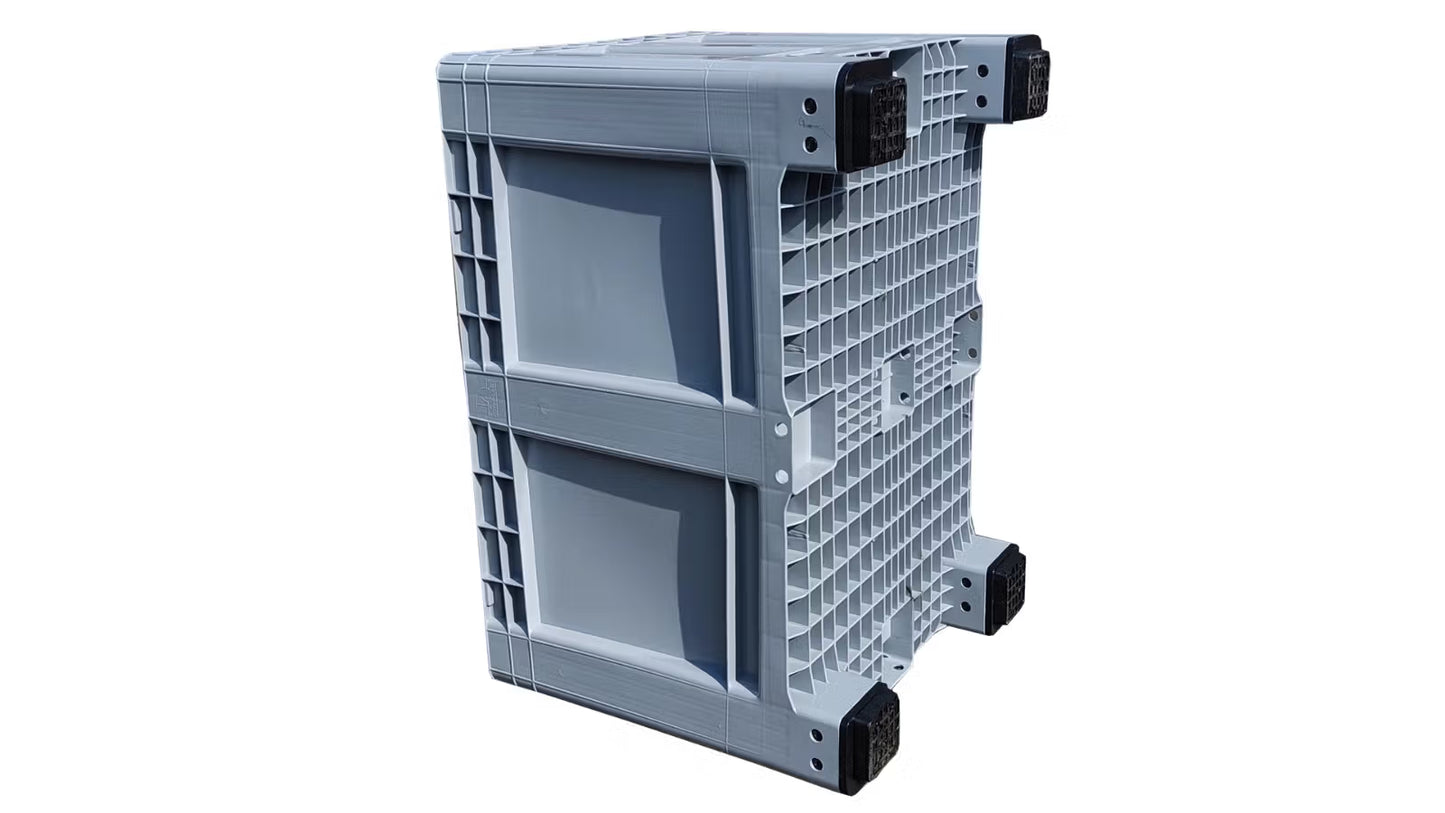 Skrzyniopaleta plastikowa pełna szara na stopach (wym. 1200x800x790 mm)