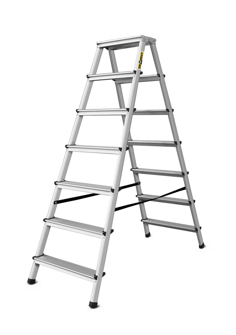 Aluminum ladder, double-sided, 7 steps, 125kg strength 