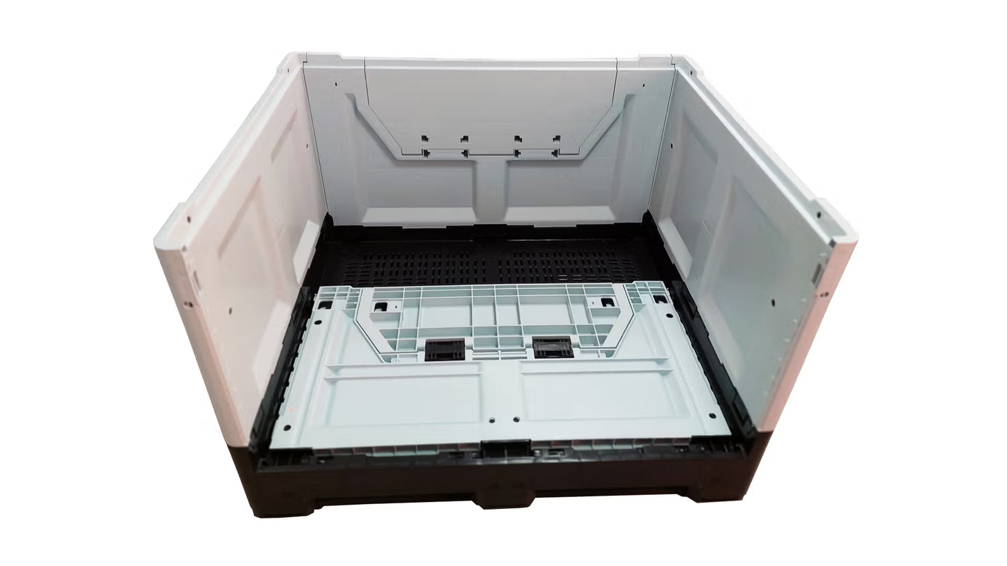 Skrzyniopaleta plastikowa, składana, szara na 6 stopach (wym. 1200x1000x790 mm)