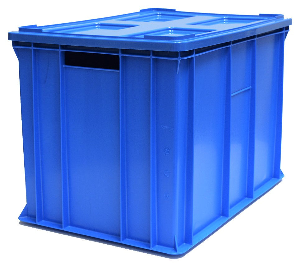 EURO 410 transport container with lid, dimensions 60 x 40 cm (solid sides and bottom)