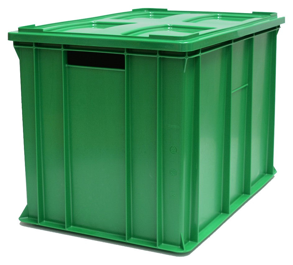 EURO 410 transport container with lid, dimensions 60 x 40 cm (solid sides and bottom)