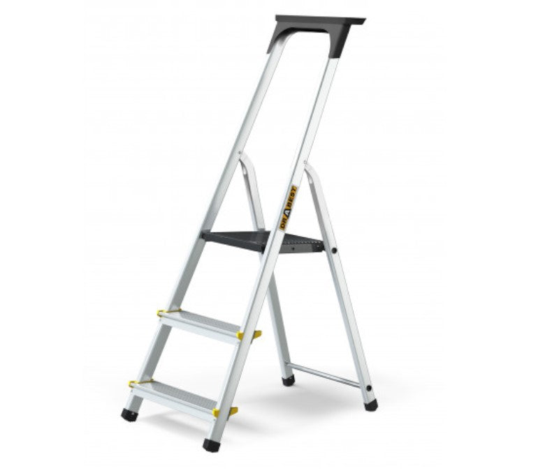 Aluminum ladder, household, with shelf, 3 steps, 125kg strength