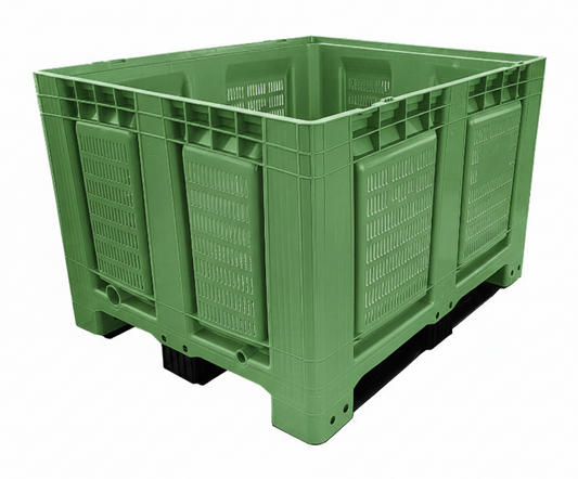 Skrzyniopaleta plastikowa ażurowa na 3 płozach. Wym. zew.: 1200x1000x790mm