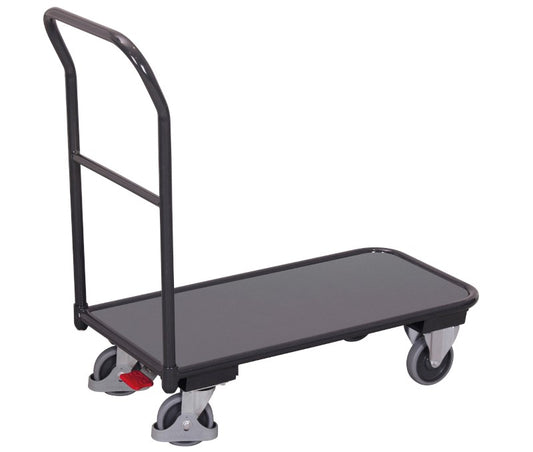 Light platform trolley with handrail, dimensions 950x450 mm, blue and anthracite - 200 kg