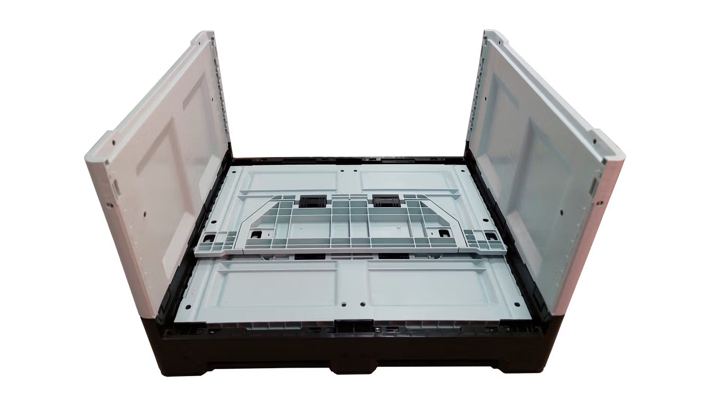 Skrzyniopaleta plastikowa, składana, szara na 6 stopach (wym. 1200x1000x790 mm)