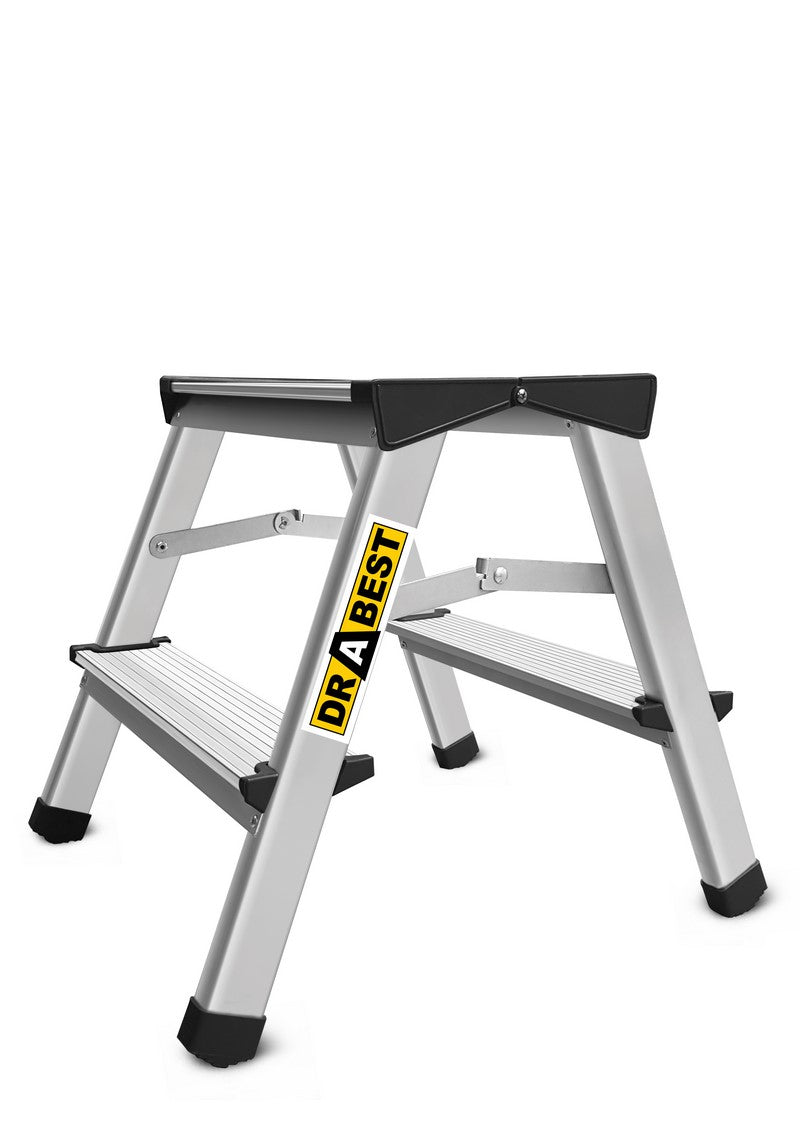 Aluminum ladder, double-sided, 2 steps, 150kg strength