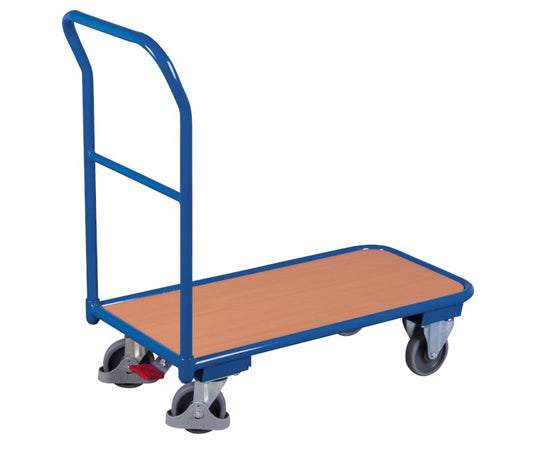 Light platform trolley with handrail, dimensions 1100x600 mm, blue and anthracite - 200 kg