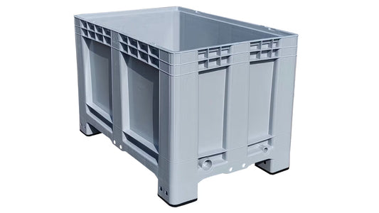 Skrzyniopaleta plastikowa pełna szara na stopach (wym. 1200x800x790 mm)