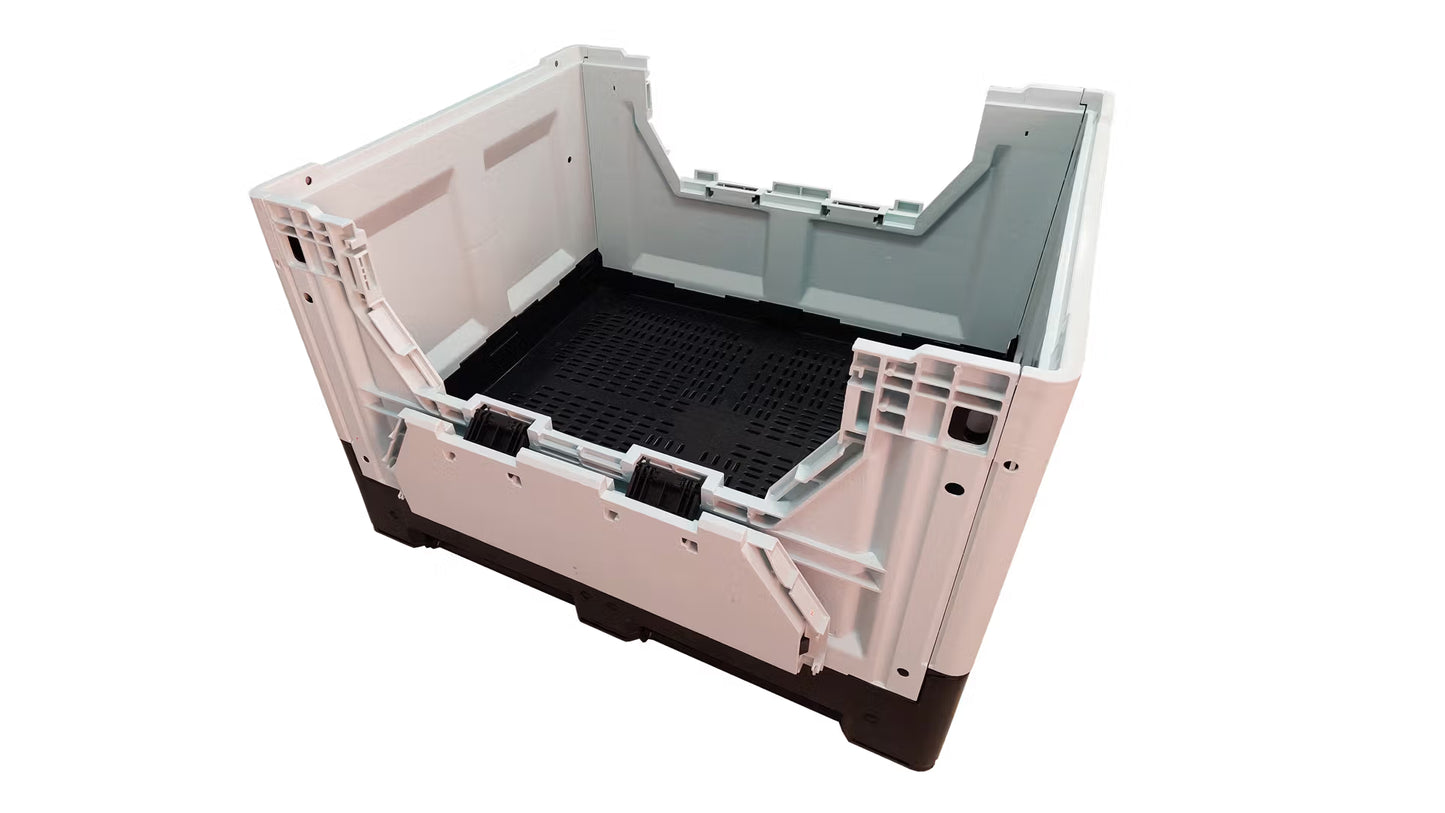 Skrzyniopaleta plastikowa, składana, szara na 6 stopach (wym. 1200x1000x790 mm)