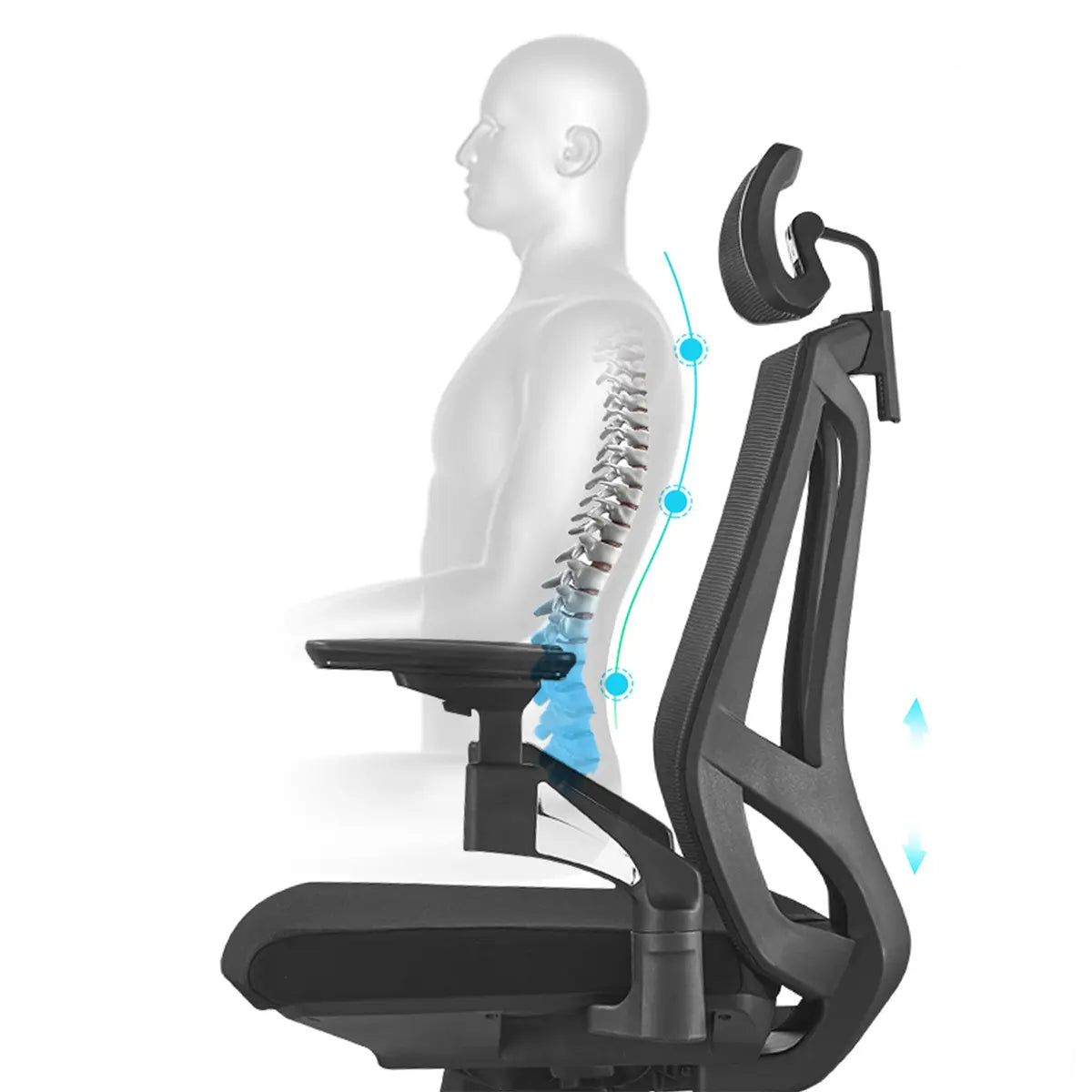 Ergonomiczne krzesło obrotowe do biura (z regulacją podłokietnika)