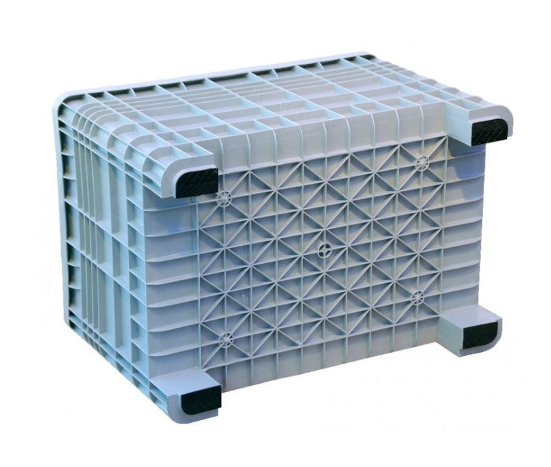 Pojemnik plastikowy szary na 4 stopach wym. 990x635x650 mm - CT-F - (skrzyniopaleta)