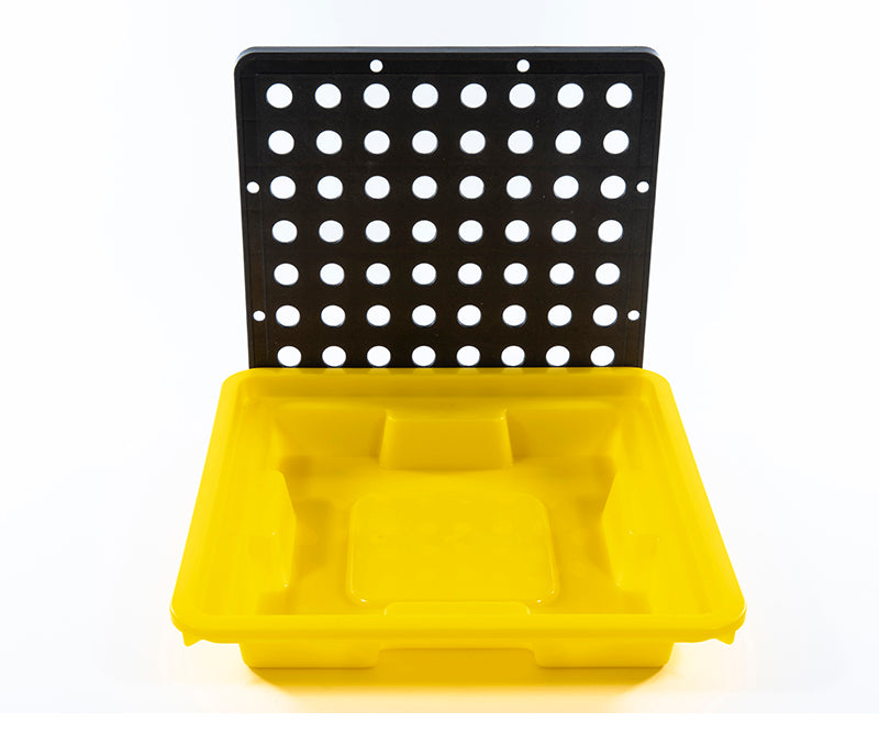 Plastic catch basin with grid, capacity 4 l, dimensions 335x335x60 mm 