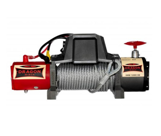 Dragon DWM 12000 HD 12V elektrinė gervė, kurios traukimo galia 5443 kg, 20 m lynas (plieninis lynas)