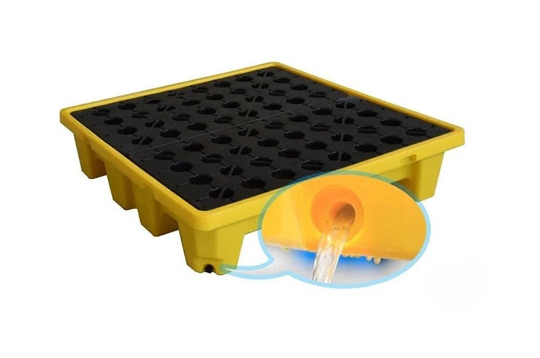 Wanna wychwytowa z kratownicą na 4 beczki – 200 l, 1300 × 1300 × 300 mm