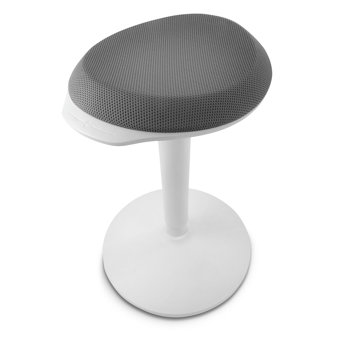 Adjustable ergonomic Zippy stool in white and gray 